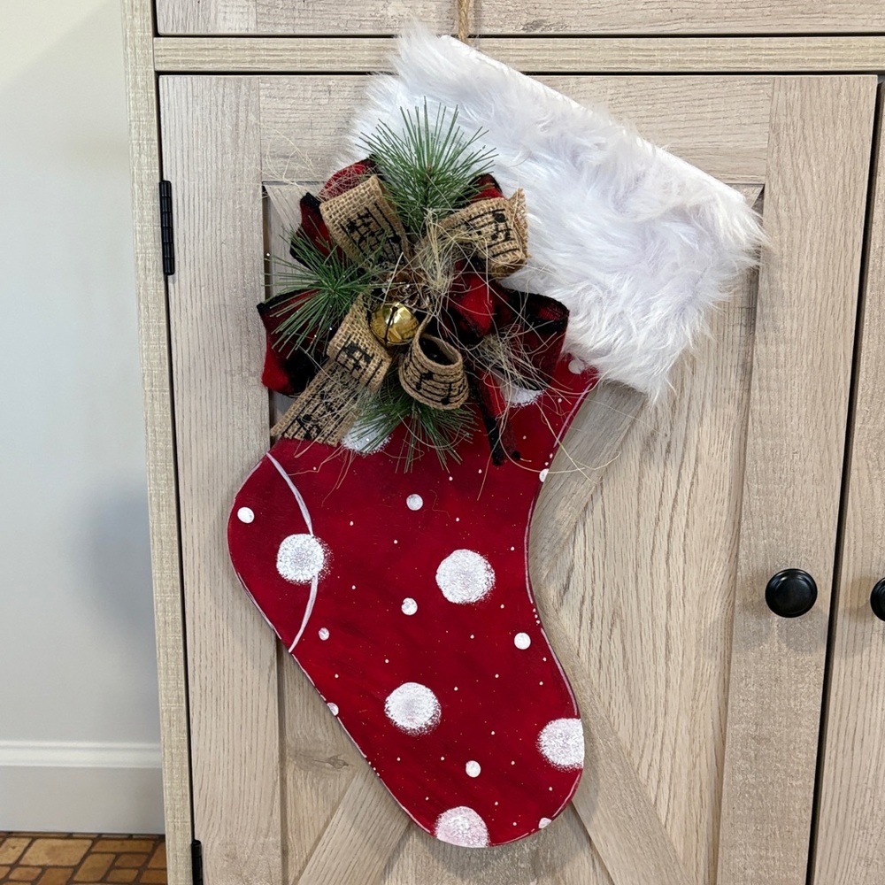 Festive Red Christmas Stocking with White Fur Trim